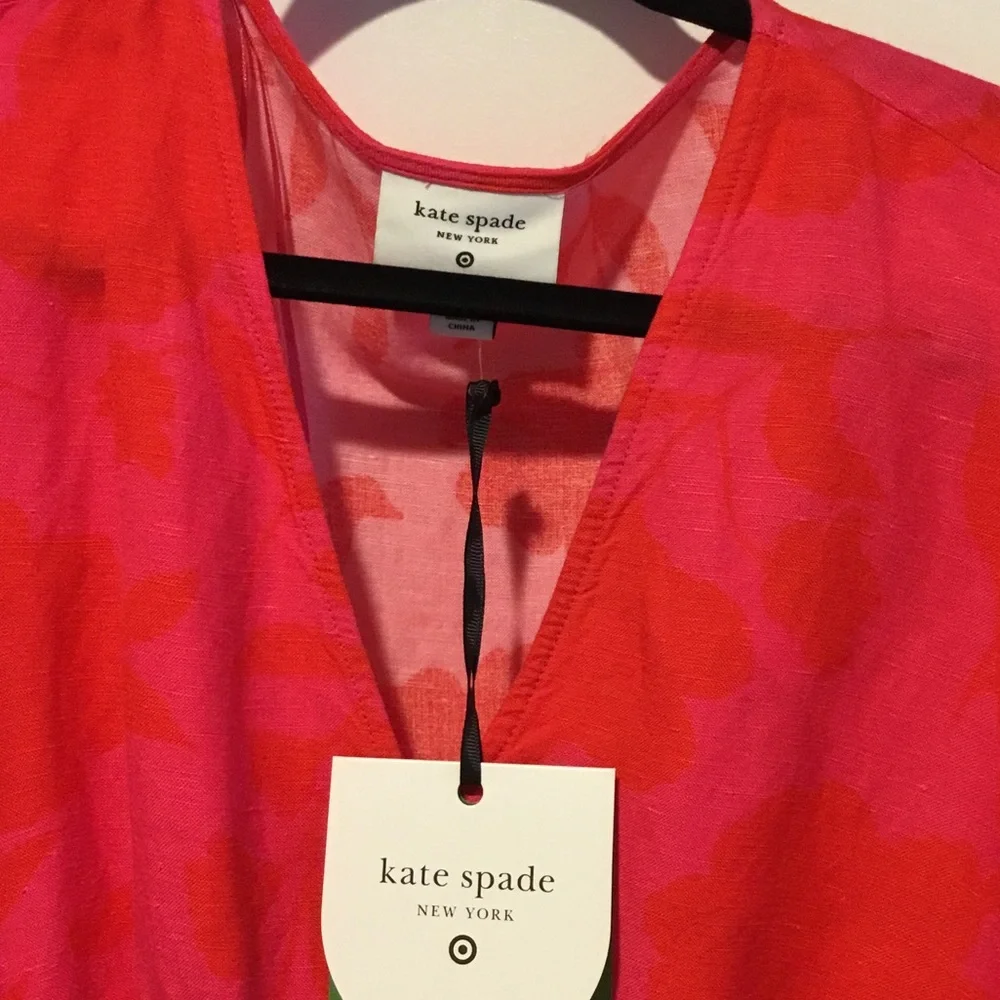 kate spade red-pink tiered V-neck maxi dress
